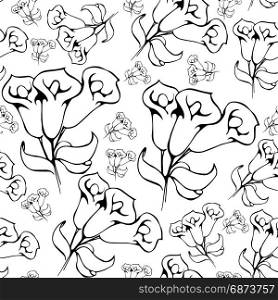 Flower graphic. floral hand drawn background pattern for decoration and design.. Flower graphic design. floral hand drawn element for decoration and design. Black image.