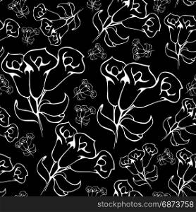 Flower graphic. floral hand drawn background pattern for decoration and design.. Flower graphic design. floral hand drawn element for decoration and design. Black image.