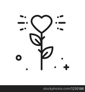 Flower heart line icon. Love sign and symbol. Love garden gardening flower romantic tattoo theme