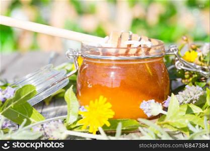 Flower honey. Flower honey harvested from wild bees