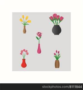 flower in the vase image logo template