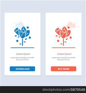 Flower, Love, Heart, Wedding  Blue and Red Download and Buy Now web Widget Card Template