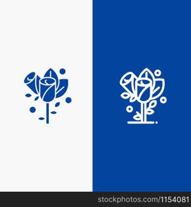 Flower, Love, Heart, Wedding Line and Glyph Solid icon Blue banner Line and Glyph Solid icon Blue banner