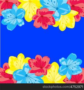 Flower on turn blue background. Varicoloured flower on turn blue background is insulated