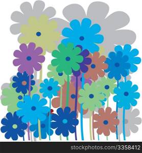 Flower retro card in various colors