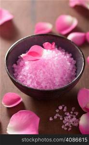 flower salt and rose petals for spa