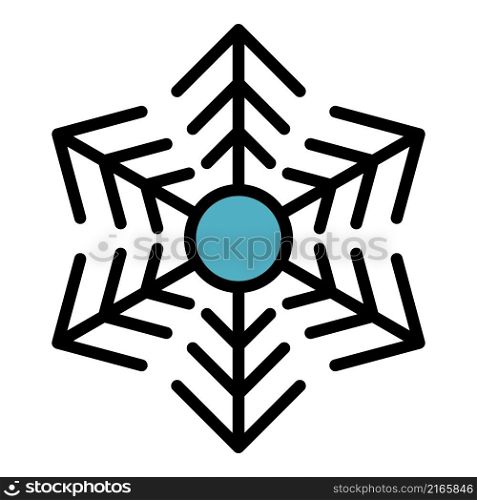 Flower snowflake icon. Outline flower snowflake vector icon color flat isolated. Flower snowflake icon color outline vector