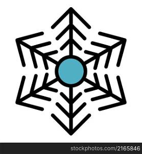 Flower snowflake icon. Outline flower snowflake vector icon color flat isolated. Flower snowflake icon color outline vector