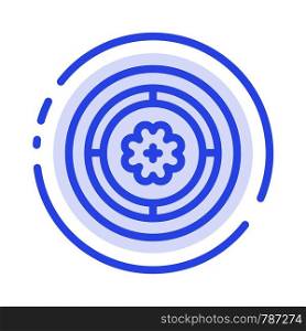 Flower, Spring, Circle, Sunflower Blue Dotted Line Line Icon