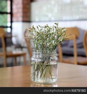 flowering grass in vase decoration in coffee shop