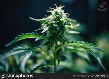 flowering green autoflower plant cannabis plant Generative AI.