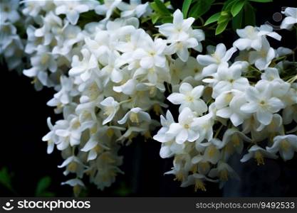 Flowering Jasmine flower. A twig with flowers with a beautiful fragrance