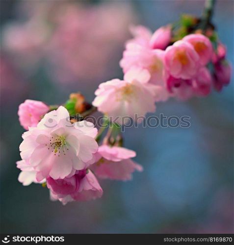 Flowering tree. Beautiful spring background with nature. Colorful flowers in spring time.  