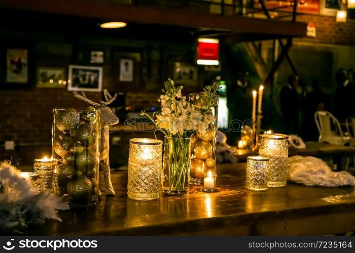 Flowers and Candles for catering & decor purposes at corporate Christmas Gala Event Party