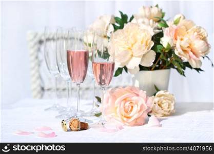 Flowers and champagne