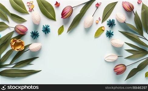 Flowers and Leaves On a White Background
