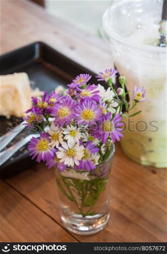 Flowers decorated in coffee shop, stock photo
