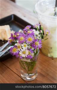 Flowers decorated in coffee shop, stock photo