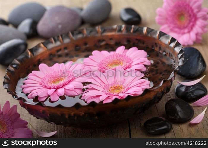 flowers in bowl for aromatherapy