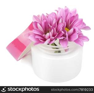 flowers in cosmetic bottle isolated