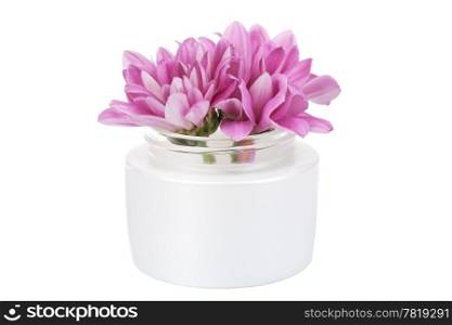 flowers in cosmetic bottle isolated