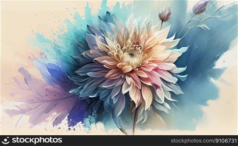 Flowers watercolor illustration isolated on white background, Spring Summer, digital painting Design for fabric, Generative AI