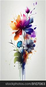 Flowers watercolor illustration isolated on white background, Spring Summer, digital painting Design for fabric, Generative AI