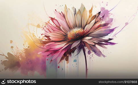 Flowers watercolor illustration isolated on white background, Spring Summer, digital painting Design for fabric, Generative AI