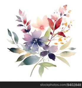 Flowers watercolor illustration. Manual composition. Mother&rsquo;s Day. wedding. birthday. Easter. Valentine&rsquo;s Day. Pastel colors. Spring. Summer.