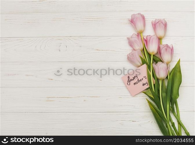 flowers with happy mothers day card table