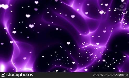 Flowing Hearts On Glowing Purple Background