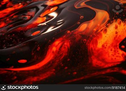 Flowing hot liquid steel background texture created with generative AI technology