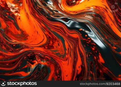 Flowing hot liquid steel background texture created with generative AI technology
