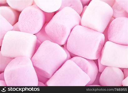 Fluffy Round Marshmallows as a background. Sweet Food Candy Background