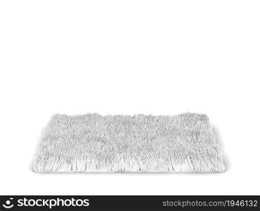 Fluffy square rug. 3d illustration isolated on white background. Wool carpet