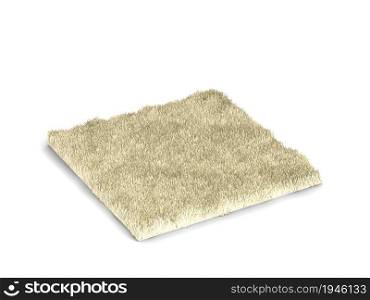 Fluffy square rug. 3d illustration isolated on white background. Wool carpet