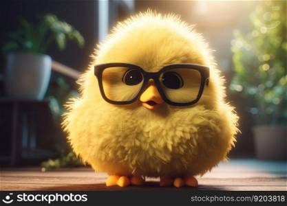 Fluffy yellow chick. Bird baby small. Generate Ai. Fluffy yellow chick. Generate Ai