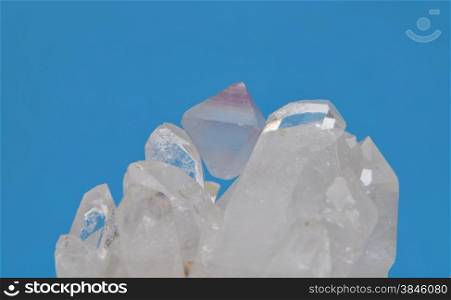 Fluorite on rock crystal