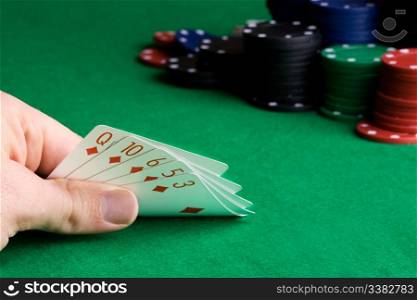 Flush - a poker hand with all of one suit