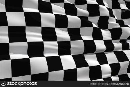 Fluttering checkered flag on the wind