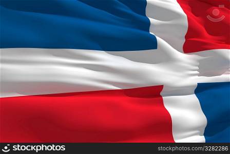 Fluttering flag od Dominican Republic on the wind