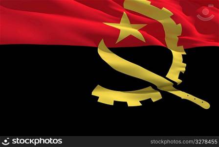 Fluttering flag of Angola on the wind