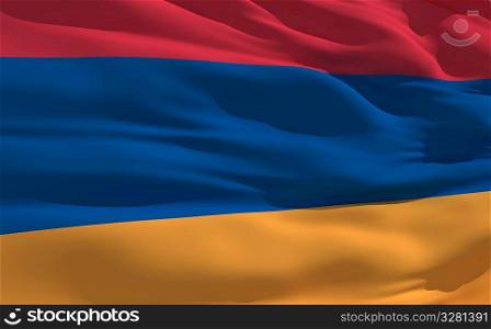 Fluttering flag of Armenia on the wind