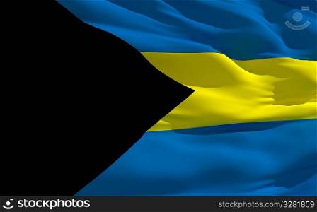 Fluttering flag of Bahamas on the wind