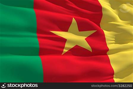 Fluttering flag of Cameroon on the wind