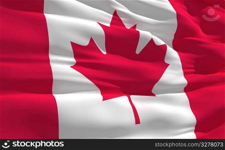 Fluttering flag of Canada on the wind