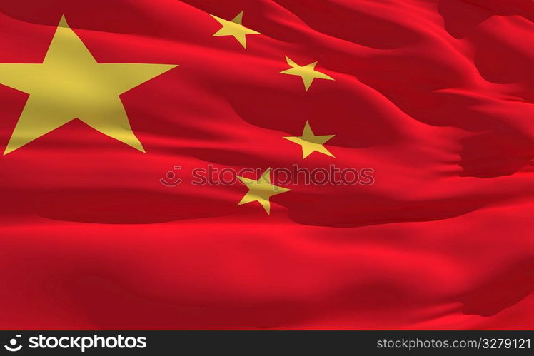 Fluttering flag of China on the wind