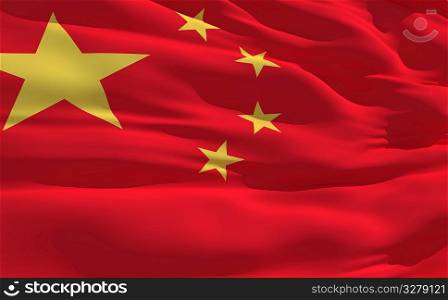 Fluttering flag of China on the wind