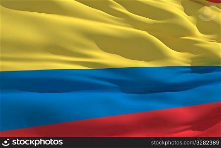 Fluttering flag of Colombia on the wind