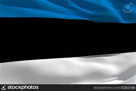 Fluttering flag of Estonia on the wind